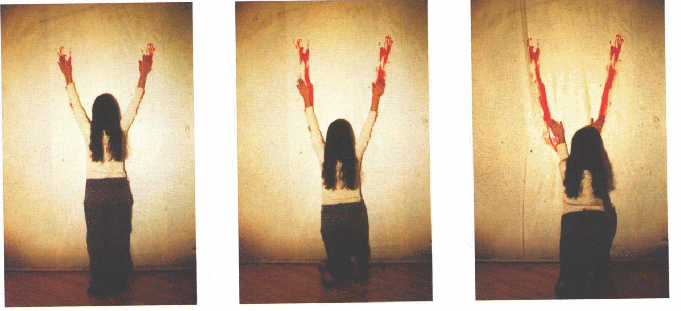 Ana Mendieta - performance Body Tracks - 1982
